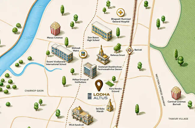 Lodha Altus Borivali - Location Map