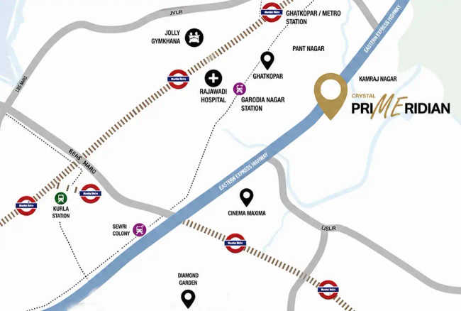 Crystal Prime Meridian Ghatkopar - Location Map