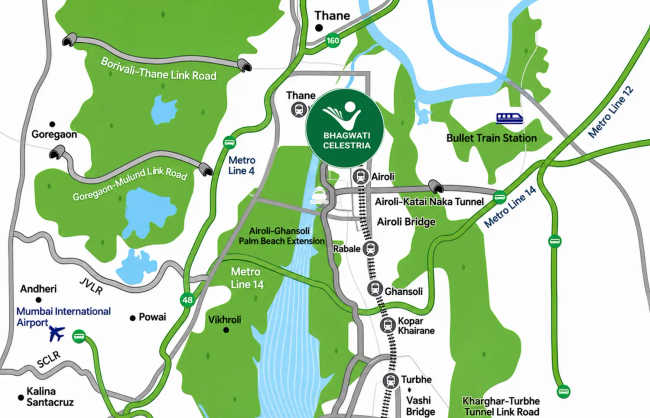 Bhagwati Celestria Airoli - Location Map