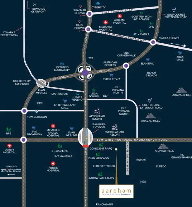 Ashiana Aaroham Sector 80 - Location Map