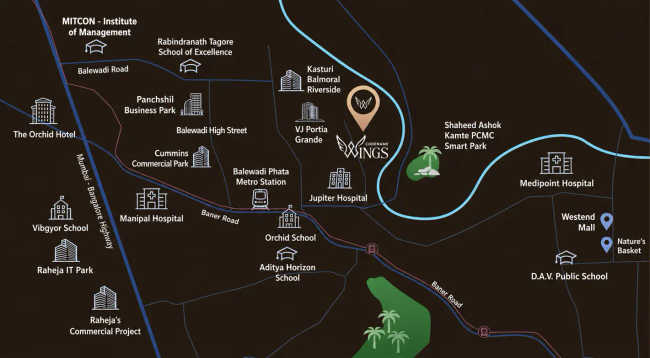 Mont Vert The Wings Balewadi - Location Map