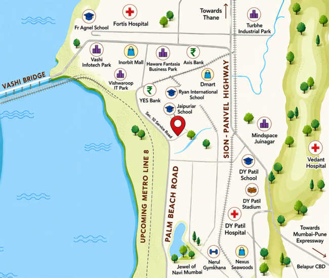 Godrej Eternal Palms Sanpada - Location Map