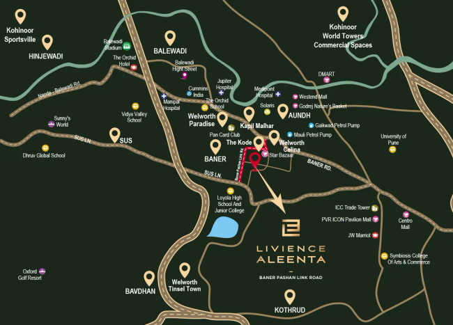 Livience Aleenta Pashan - Location Map