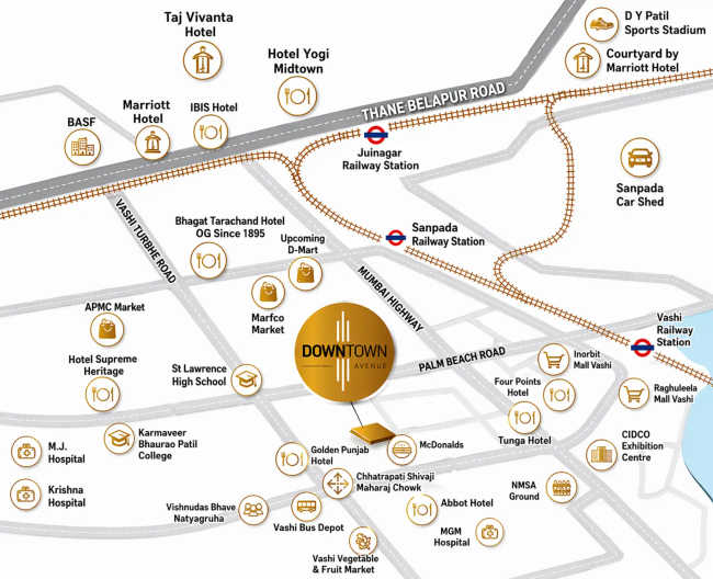 Downtown Avenue Vashi - Location Map