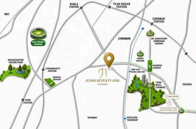JP Icons 71 Chembur - Location Map