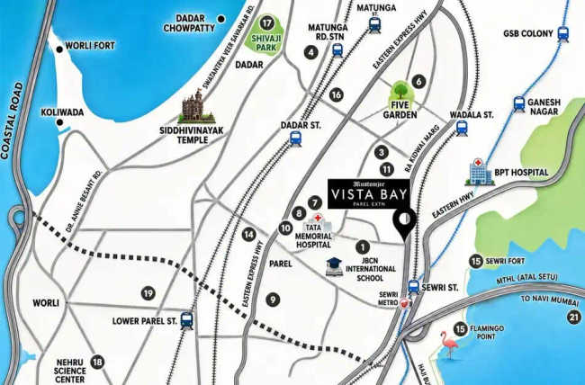 Rustomjee Vista Bay Sewri - Location Map