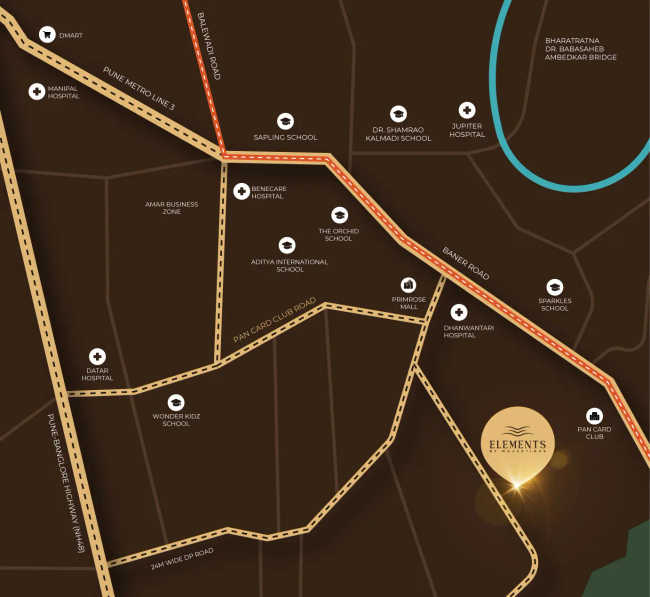 Majestique Elements Baner - Location Map