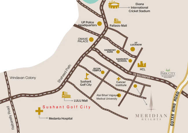 DPS Meridian Heights Sushant Golf City - Location Map