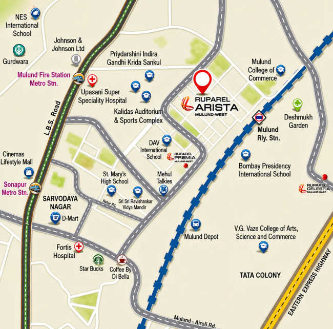Ruparel Arista Mulund - Location Map