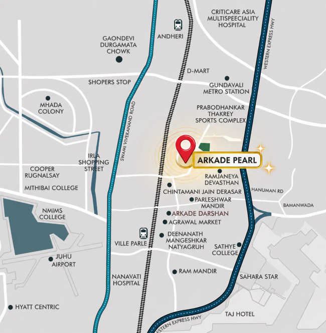 Arkade Pearl Vile Parle - Location Map