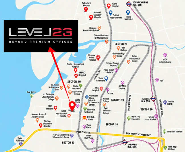 Akshar Level 23 Vashi - Location Map