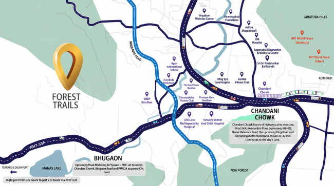 Paranjape Schemes Forest Trails Everglades Bhugaon - Location Map
