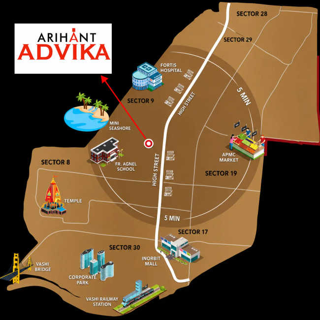 Arihant Advika Vashi - Location Map