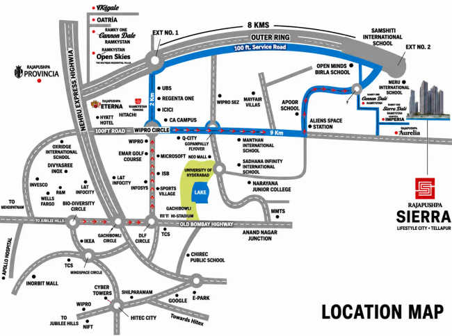 Rajapushpa Sierra Tellapur - Location Map