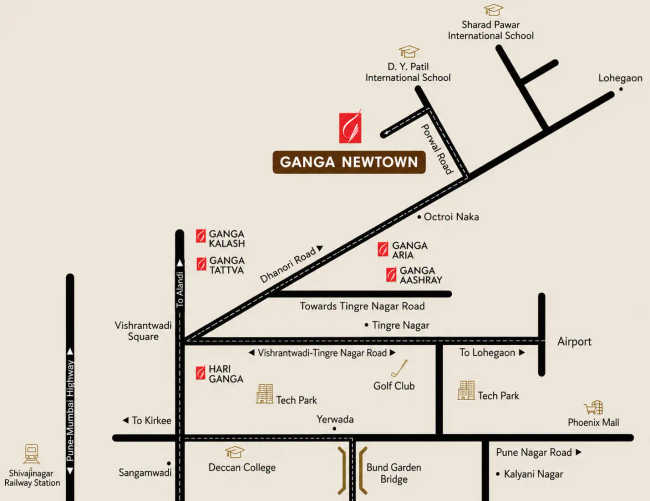 Goel Ganga New Town Dhanori - Location Map