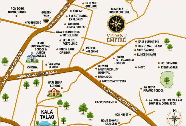 Tharwani Vedant Empire Kalyan - Location Map