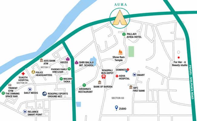Tricity Aura Kalamboli - Location Map