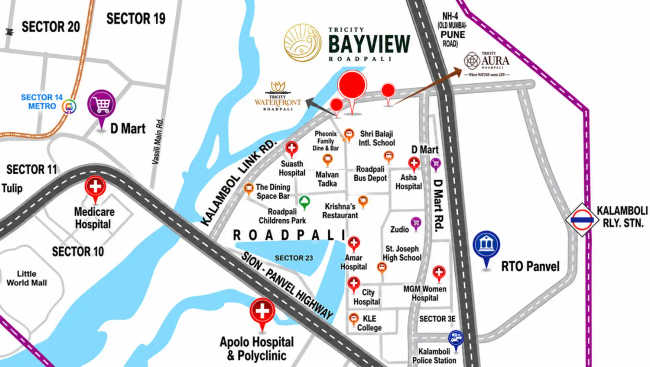 Tricity Bayview Kalamboli - Location Map