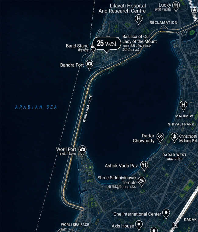 Hubtown 25 West Bandra - Location Map