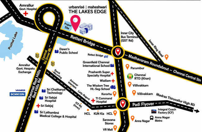 Urbanrise The Lakes Edge Madhavaram - Location Map