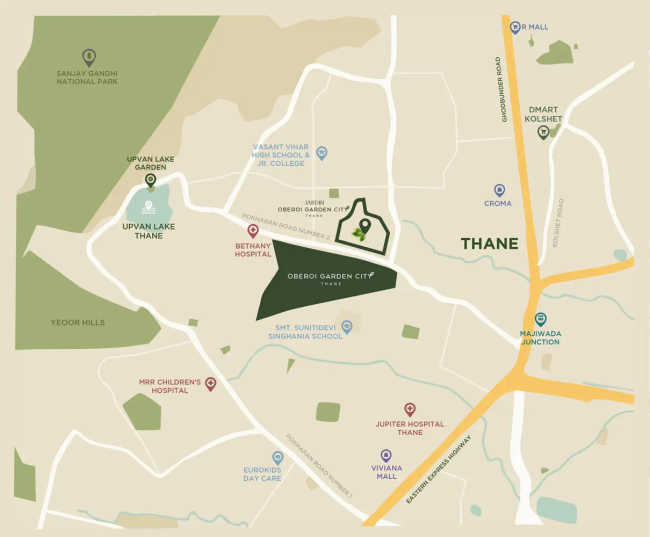 Oberoi Garden City Pokhran Road 2 - Location Map