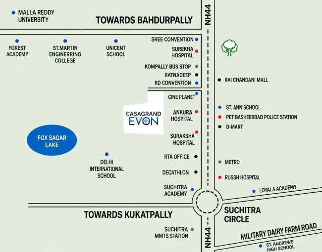 Casagrand Evon Kompally - Location Map