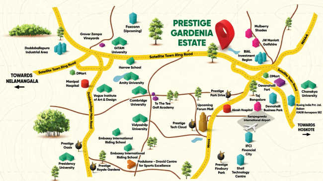 Prestige Gardenia Estate Devanahalli - Location Map