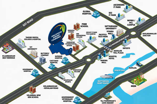 Pacifica Pride Towers Padur - Location Map