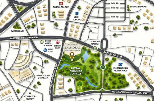 Rustomjee Balmoral Golf Links Chembur - Location Map