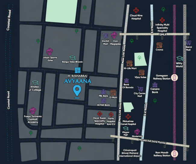 H Rishabraj Avyaana Goregaon - Location Map