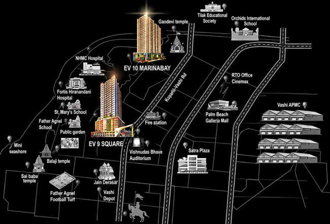 EV 9 Square Vashi - Location Map