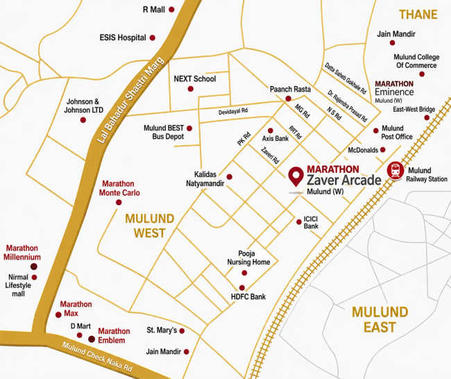 Marathon Zaver Arcade Mulund - Location Map