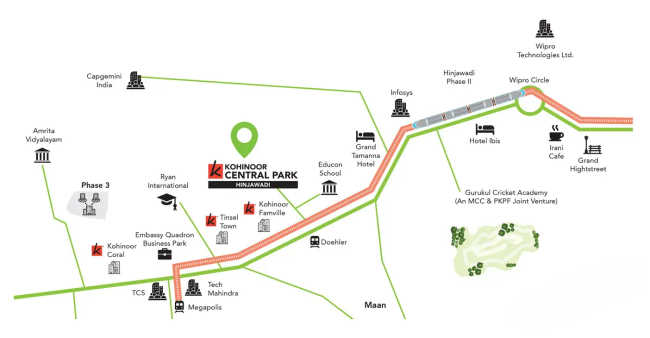 Kohinoor Central Park Hinjewadi - Location Map