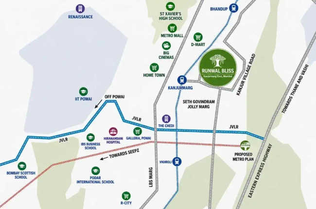 Runwal Bliss Kanjurmarg - Location Map
