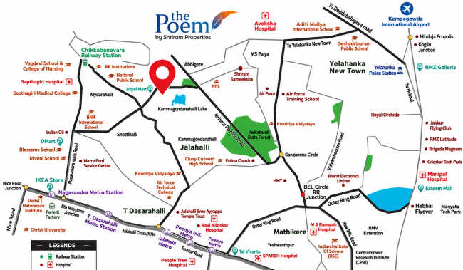 Shriram The Poem Jallahalli - Location Map