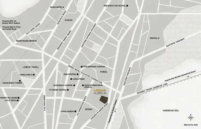 Lodha Aureus Sewri - Location Map