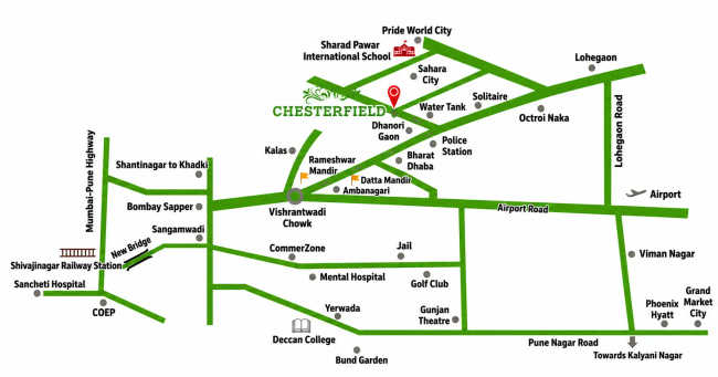 Excellaa Chesterfield Dhanori - Location Map