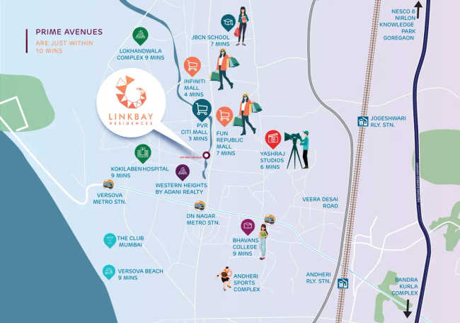 Adani Linkbay Residences Andheri - Location Map