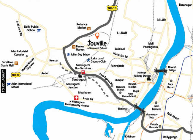 Shapoorji Pallonji Joyville Western Heights Howrah - Location Map