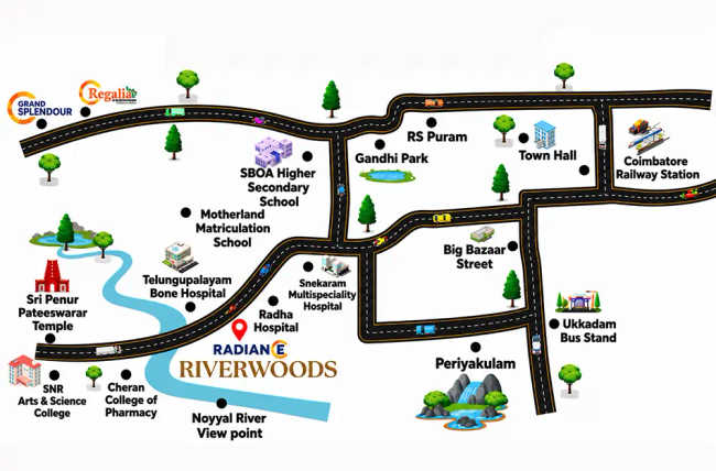 Radiance Riverwoods Coimbatore - Location Map