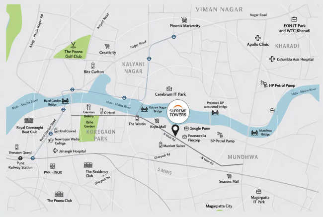 Supreme Towers Koregaon Park Annexe - Location Map