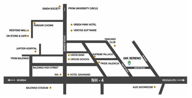 Kolte Patil 24K Sereno Baner - Location Map