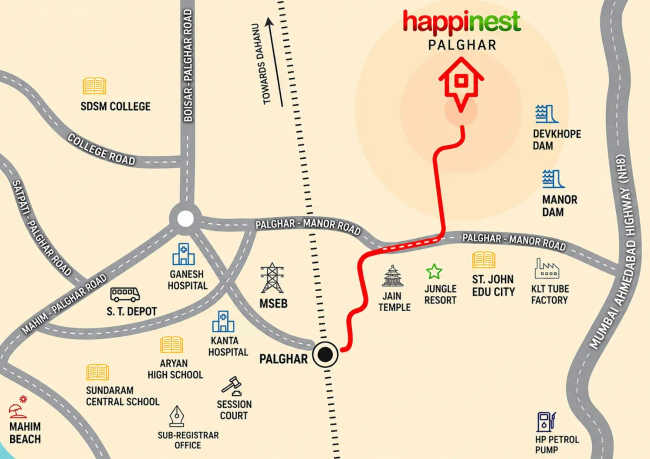 Mahindra Happinest Palghar 1 Palghar - Location Map