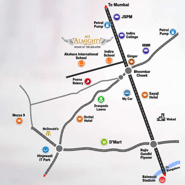 Ace Almighty Commercial Tathawade - Location Map