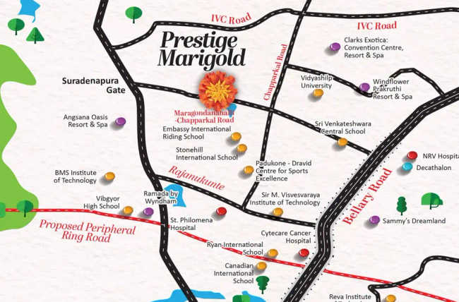 Prestige Marigold Devanahalli - Location Map