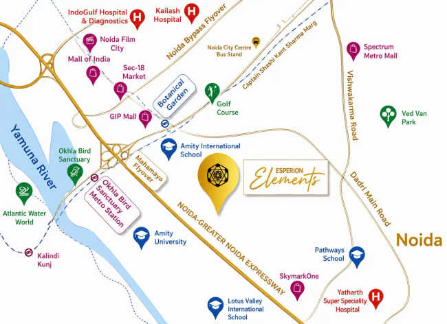Experion Elements Sector 45 - Location Map