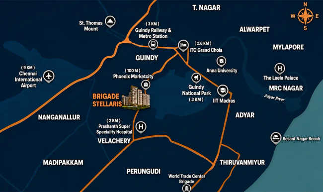 Brigade Stellaris Velachery - Location Map