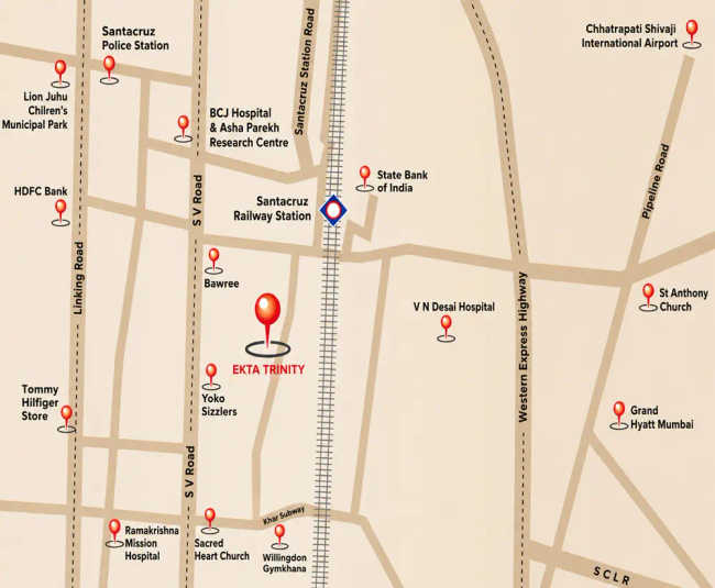Ekta Trinity Santacruz - Location Map