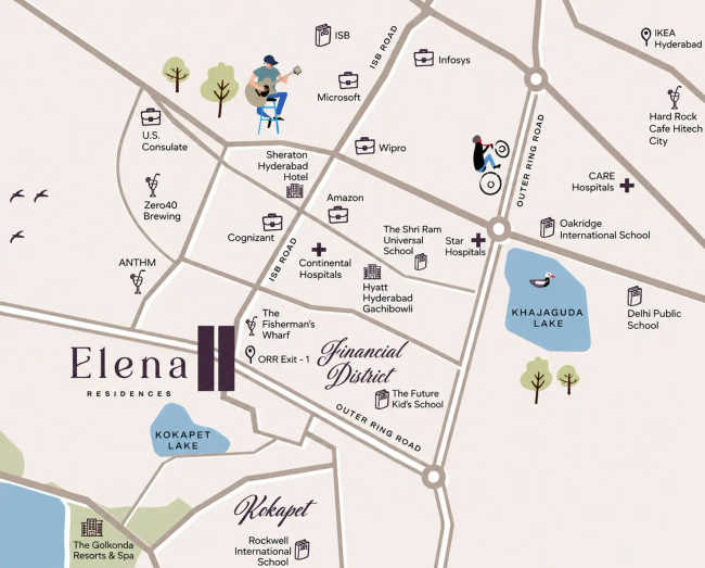 Lansum Elena Kokapet - Location Map