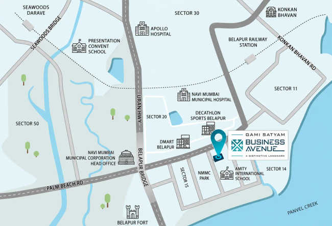 Gami Satyam Business Avenue Belapur - Location Map